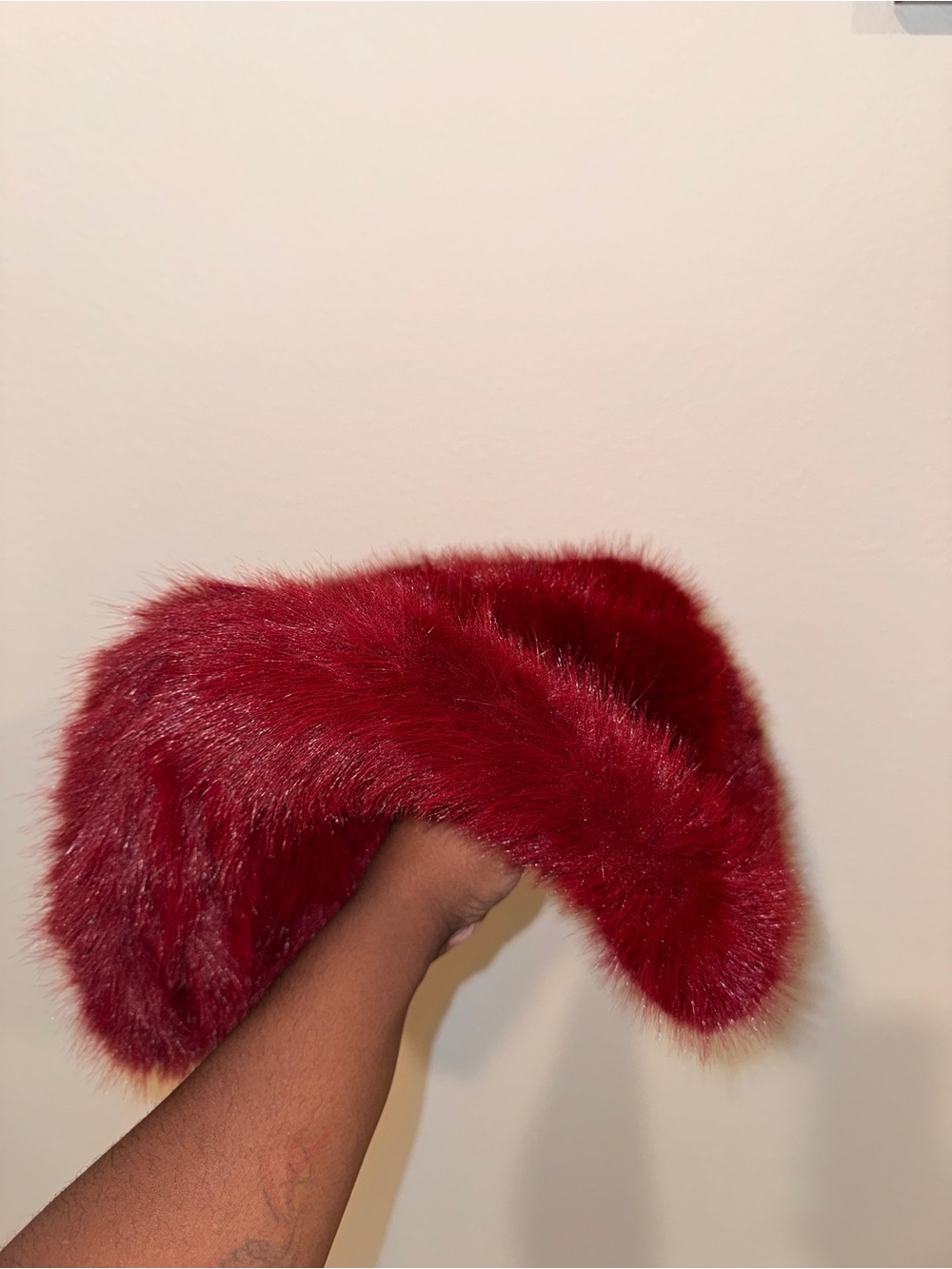 Red Faux Fur Cowboy Hat - Women Accessories
